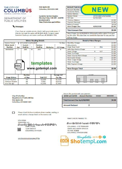 columbus utilities water bill|Information for Customers .